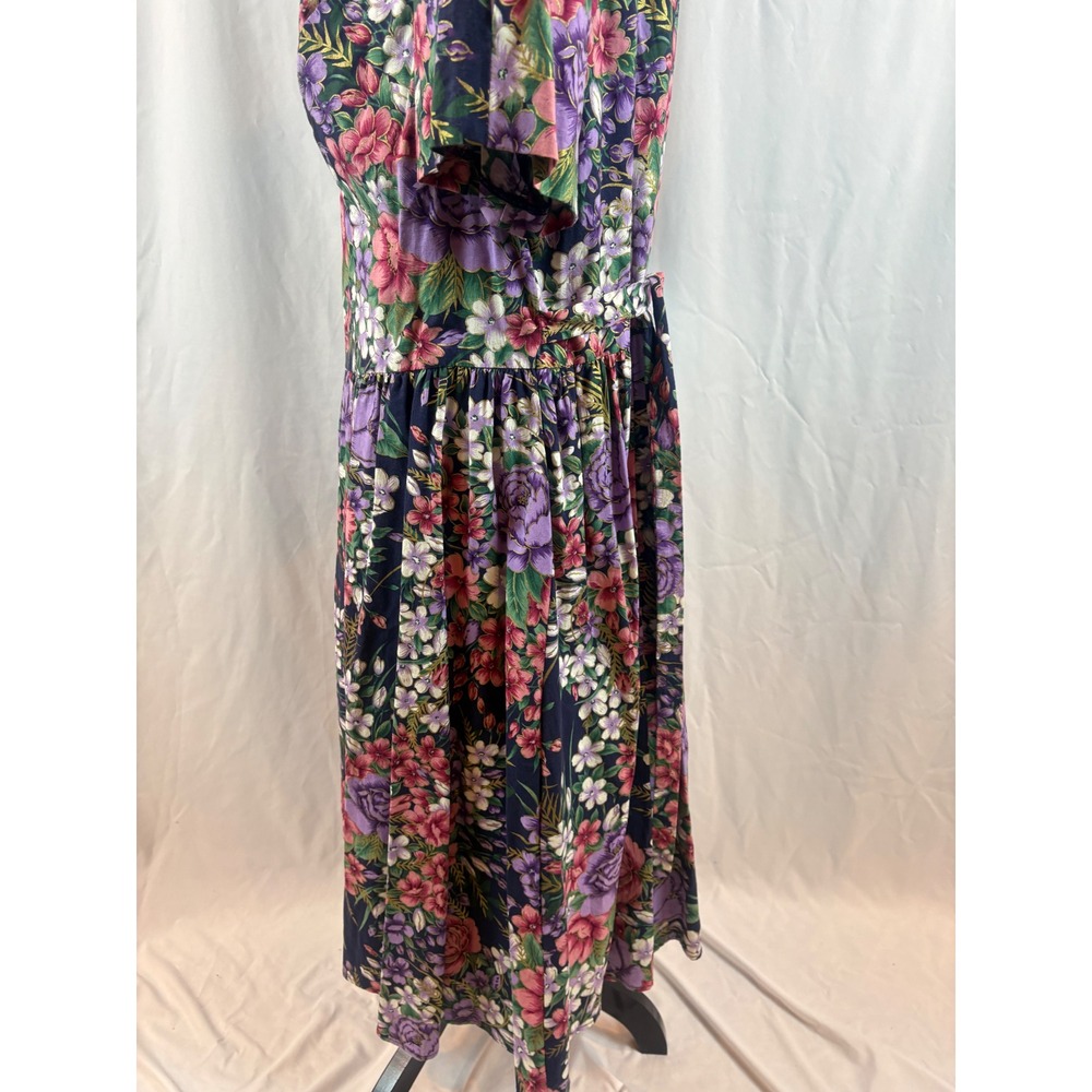 Sweet Reason Vintage Floral Midi Dress Lace Collar Pearl Buttons Navy Plus 22W - Picture 8 of 16